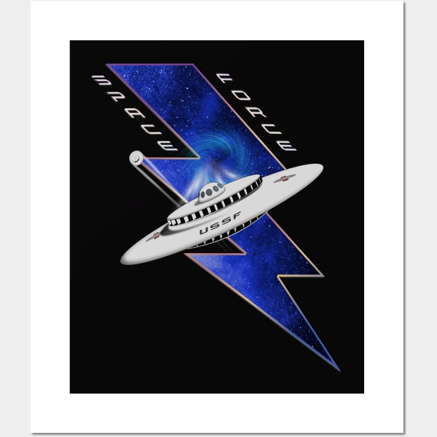 Space Force Mothership Modern Lightning Edition Wall Art by SunGraphicsLab